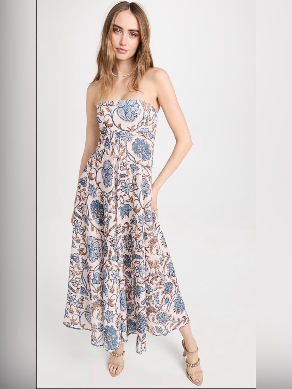 Zimmermann Women's Pink Floral Maxi Dress with Blue Print
